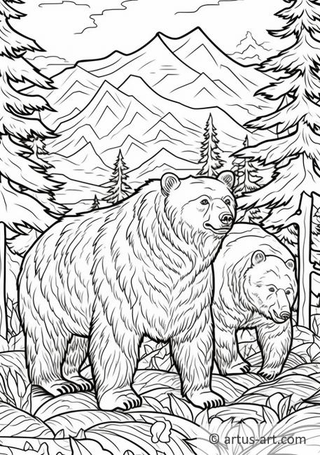 Grizzly bears Coloring Page